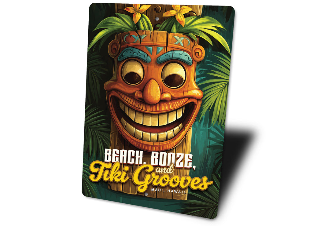 Tiki Grooves Maui Hawaii Novelty Sign