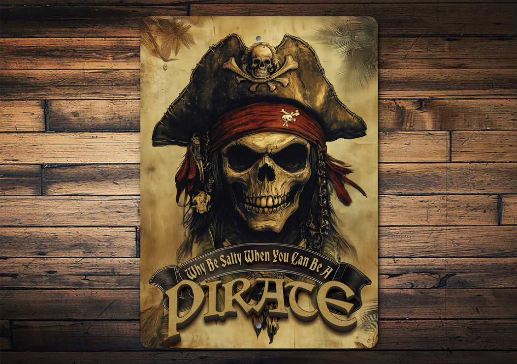 Salty Pirate Skull Scary Sign