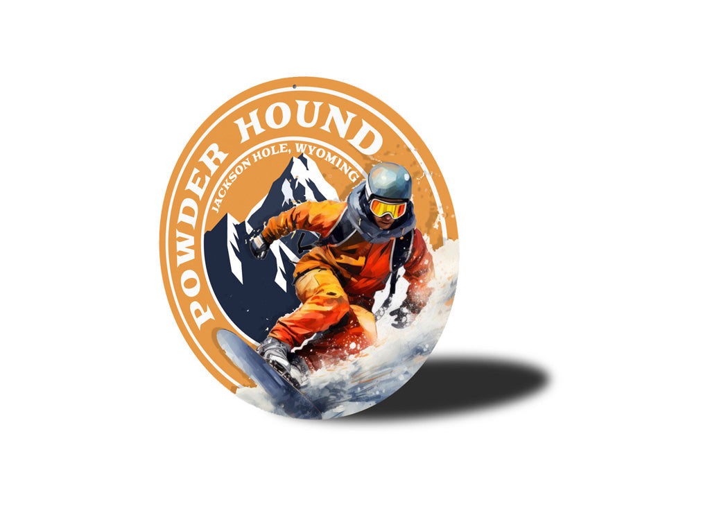 Powder Hound Jackson Hole Wyoming Round Sign