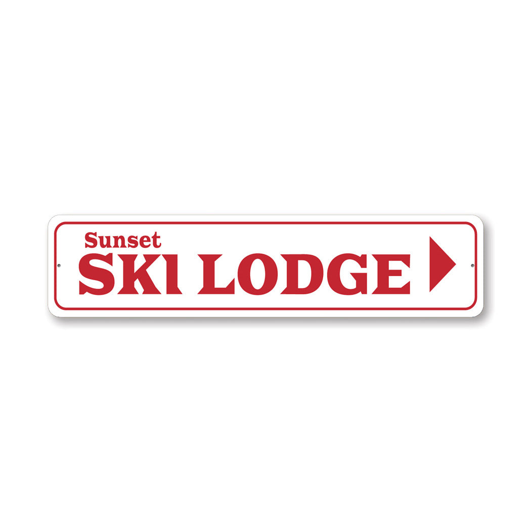 Sunset Ski Lodge Arrow Direction Sign