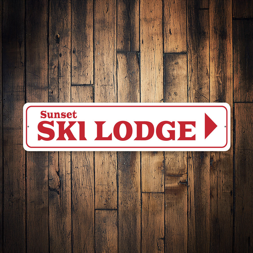 Sunset Ski Lodge Arrow Direction Sign