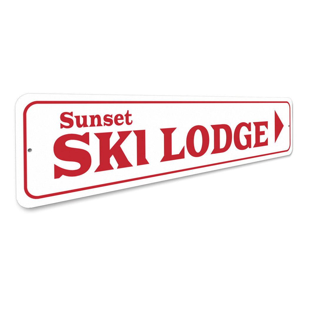 Sunset Ski Lodge Arrow Direction Sign