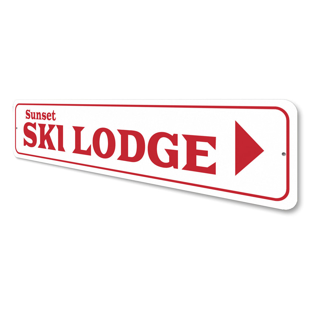 Sunset Ski Lodge Arrow Direction Sign