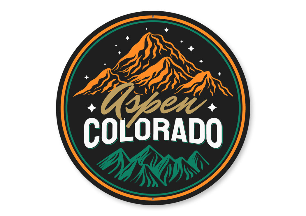 Aspen Colorado Mountains Circular Sign