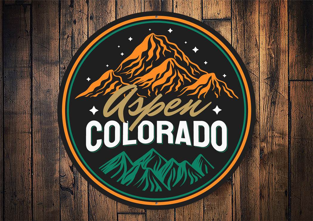Aspen Colorado Mountains Circular Sign