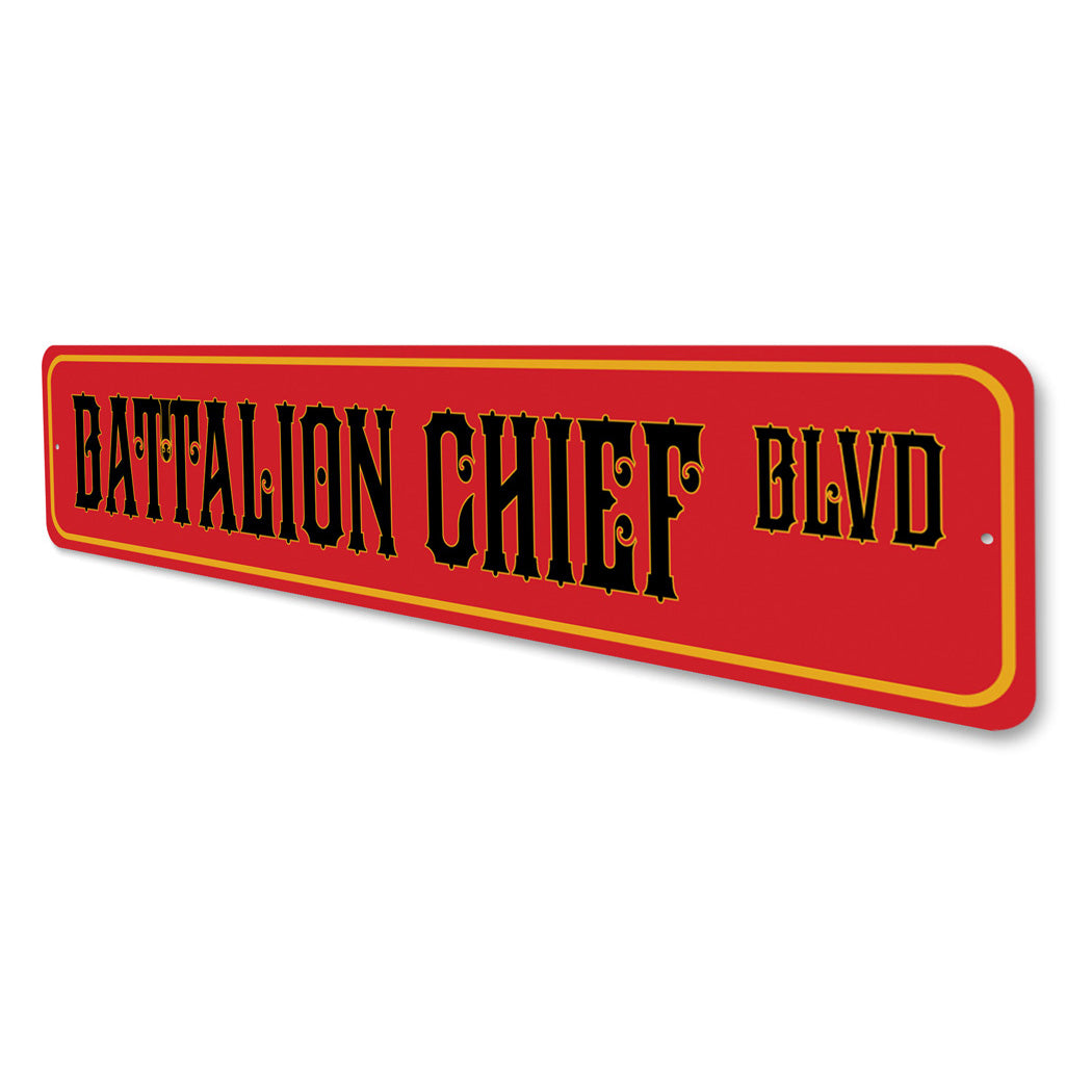Battalion Chief Blvd Firefighter Street Sign