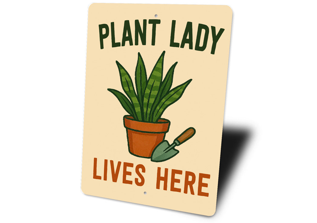 Plant Lady Lives Gardening Sign