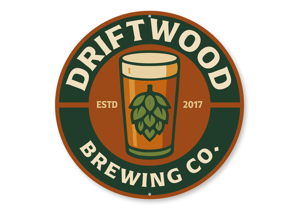 Driftwood Brewing Company Established Round Sign