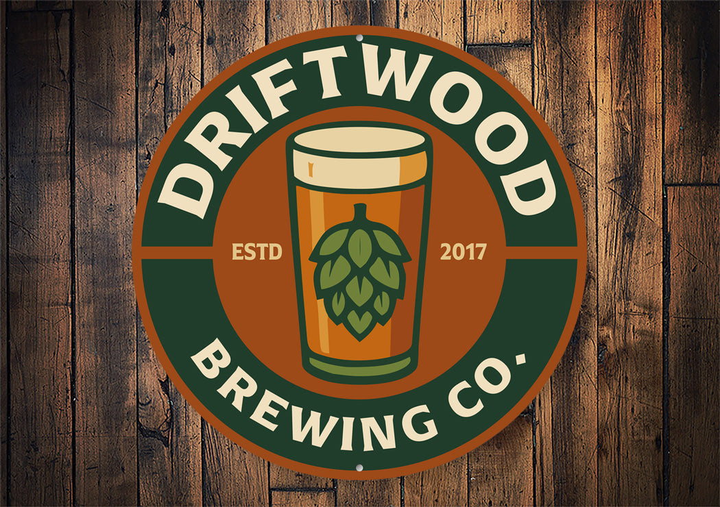 Driftwood Brewing Company Established Round Sign