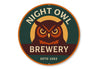 Night Owl Brewery Established Round Sign