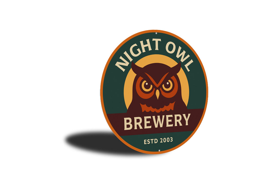 Night Owl Brewery Established Round Sign