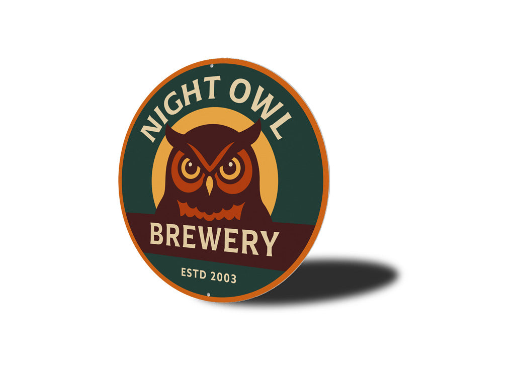 Night Owl Brewery Established Round Sign