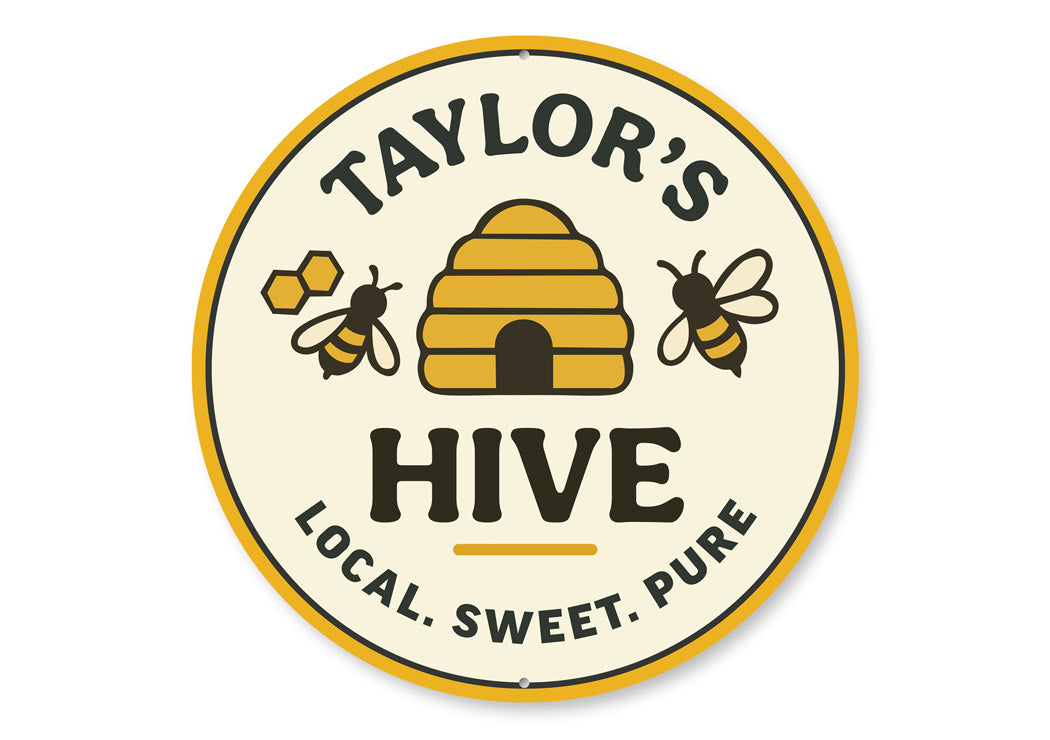 Personalized Hive Local Sweet Pure Honeybee Round Sign