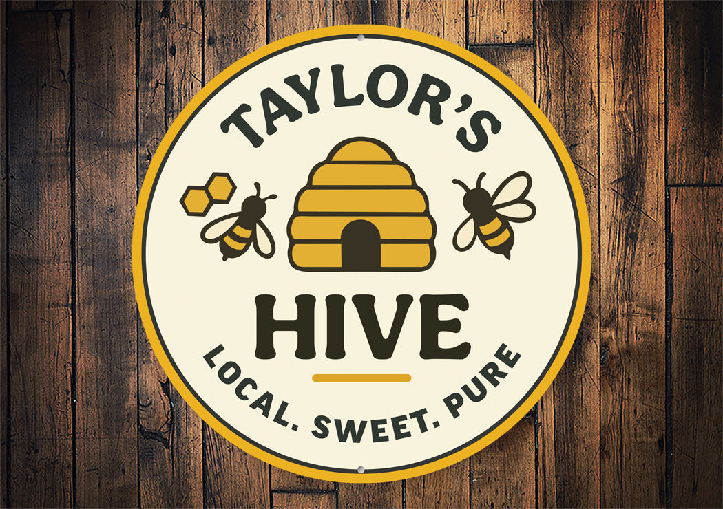 Personalized Hive Local Sweet Pure Honeybee Round Sign