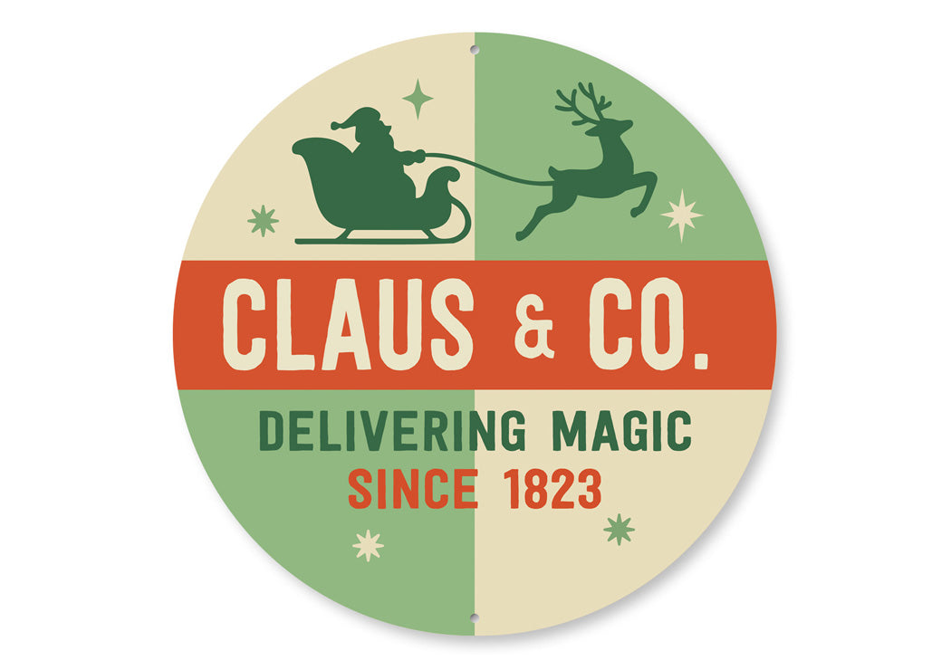 Santa Claus And Company Delivering Magic Retro Vintage Sign