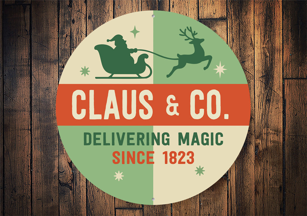 Santa Claus And Company Delivering Magic Retro Vintage Sign