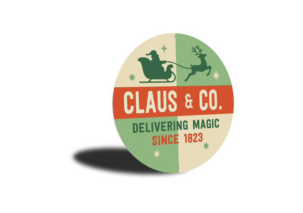 Santa Claus And Company Delivering Magic Retro Vintage Sign