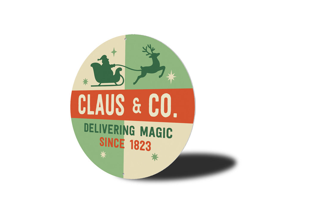 Santa Claus And Company Delivering Magic Retro Vintage Sign