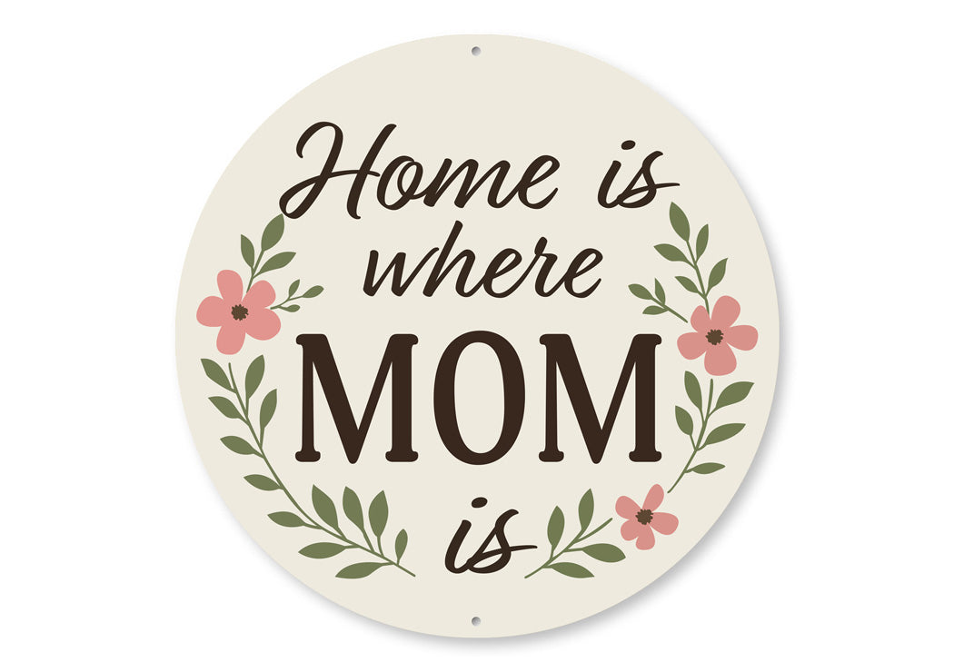 Home Is Where Mom Is Round Decor Sign
