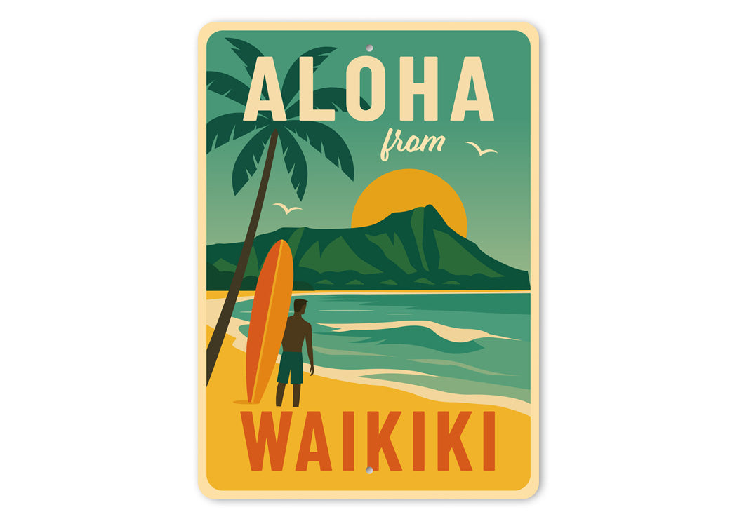 Aloha From Waikiki Hawaii Surf Sign