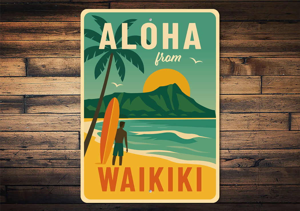Aloha From Waikiki Hawaii Surf Sign