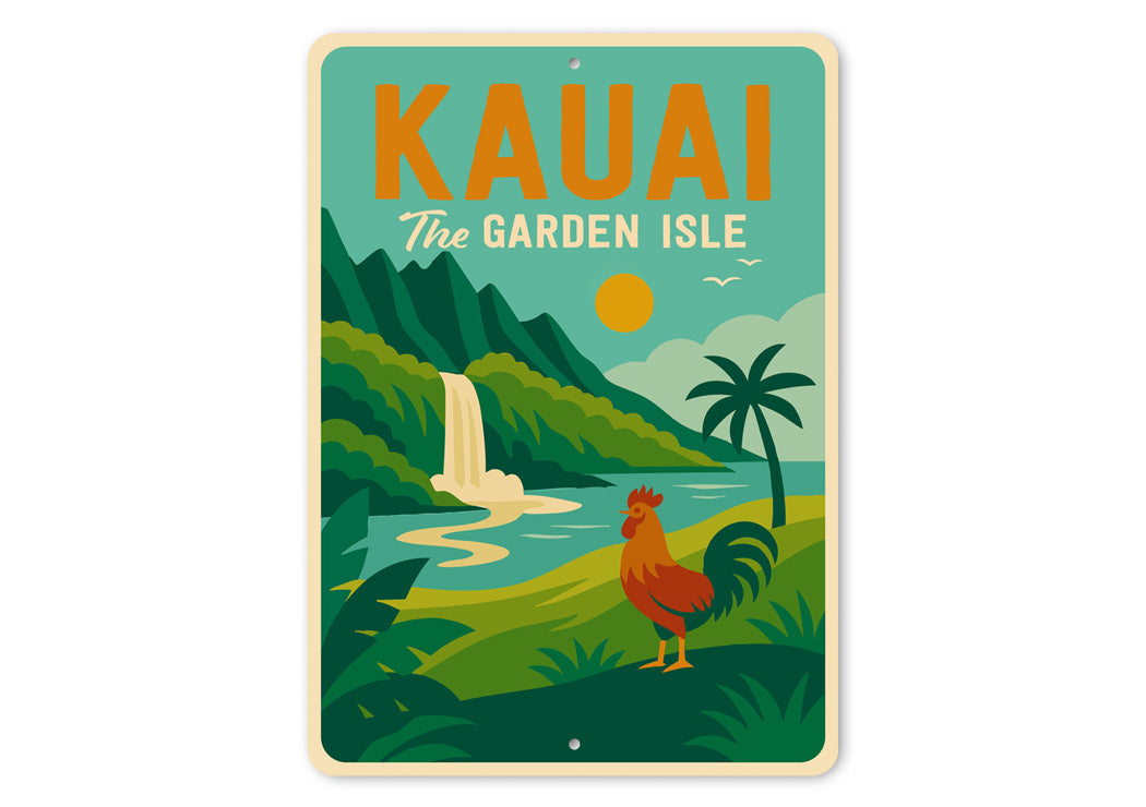 Kauai The Garden Isle Hawaii Aluminum Decor Sign
