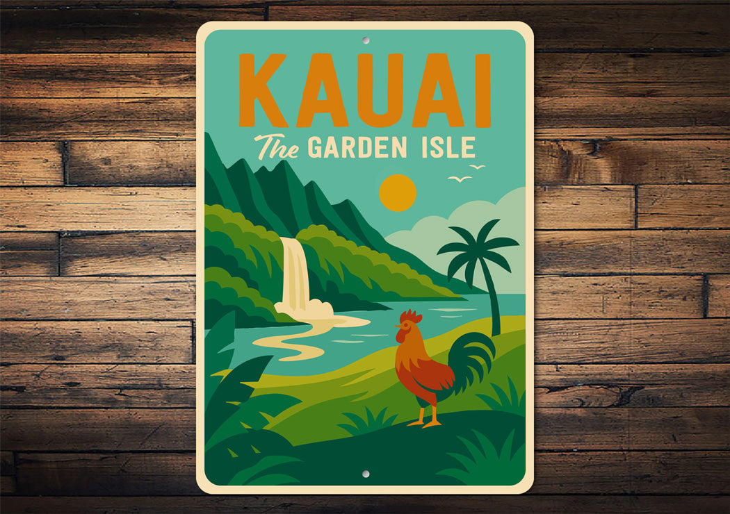 Kauai The Garden Isle Hawaii Aluminum Decor Sign