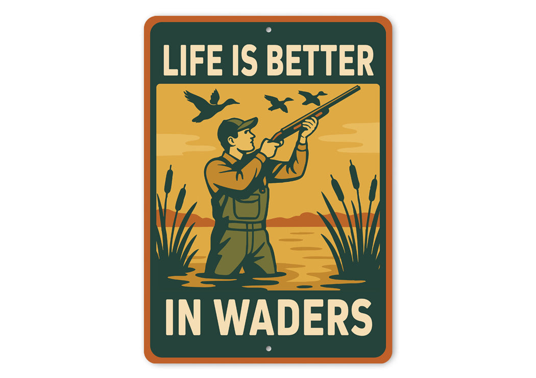 Life Is Better In Waders Hunting Sign