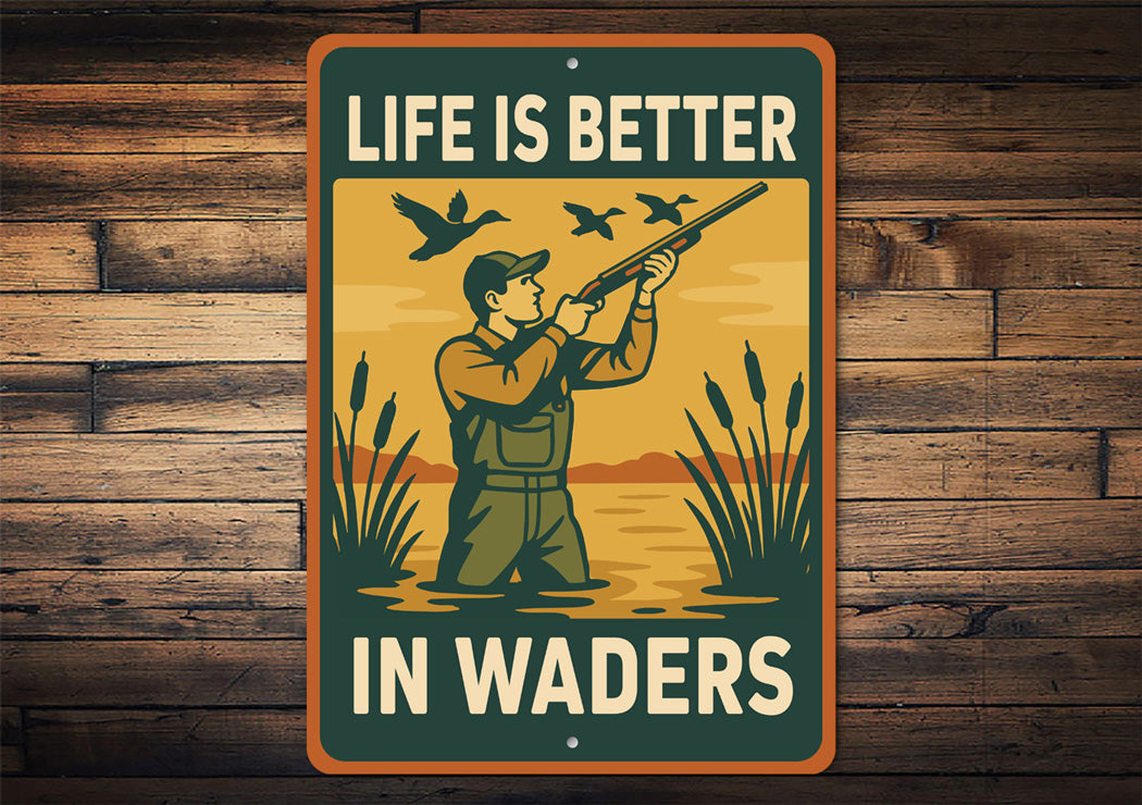 Life Is Better In Waders Hunting Sign