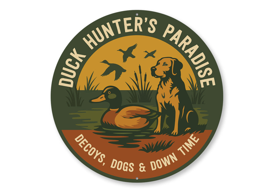 Duck Hunter's Paradise Round Hunting Sign