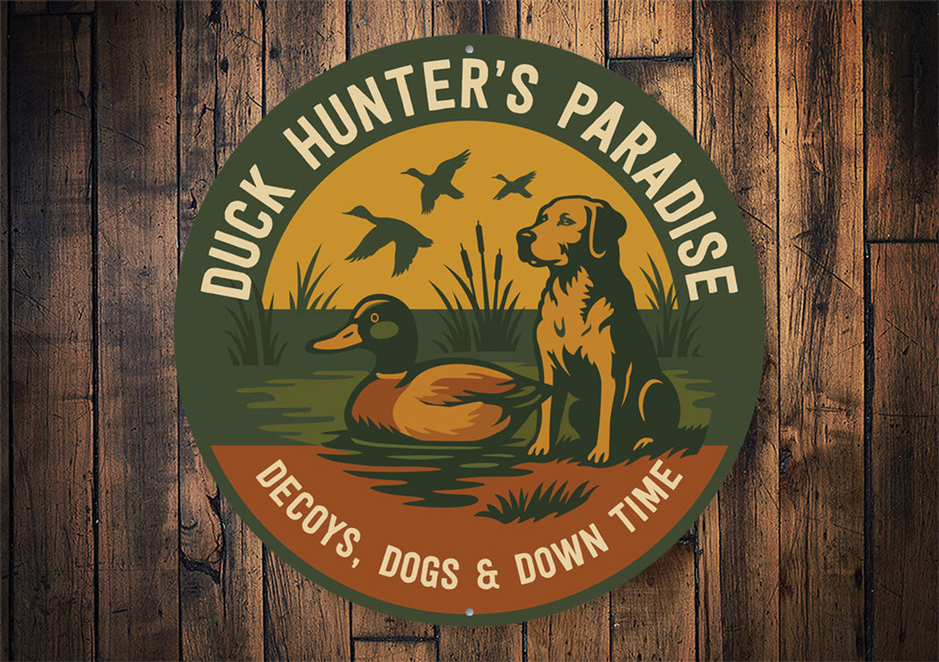 Duck Hunter's Paradise Round Hunting Sign