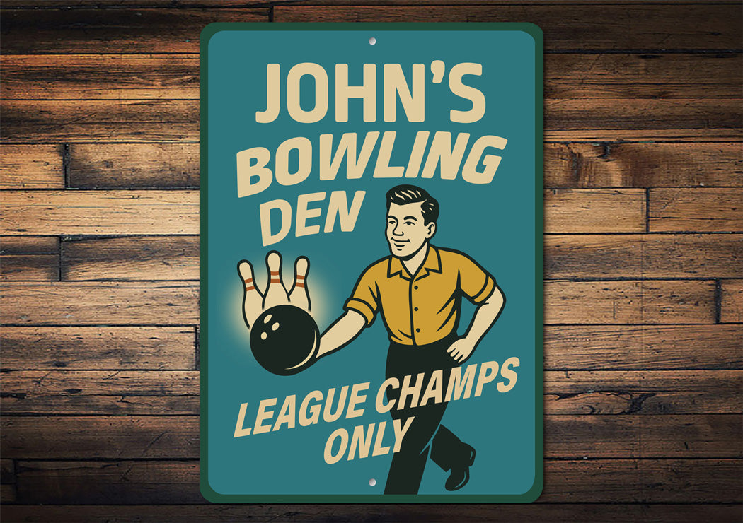 Personalized Bowling Den League Champs Bowling Sign