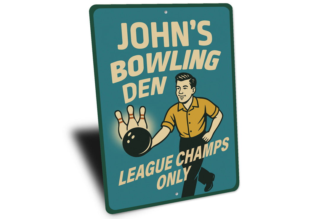 Personalized Bowling Den League Champs Bowling Sign