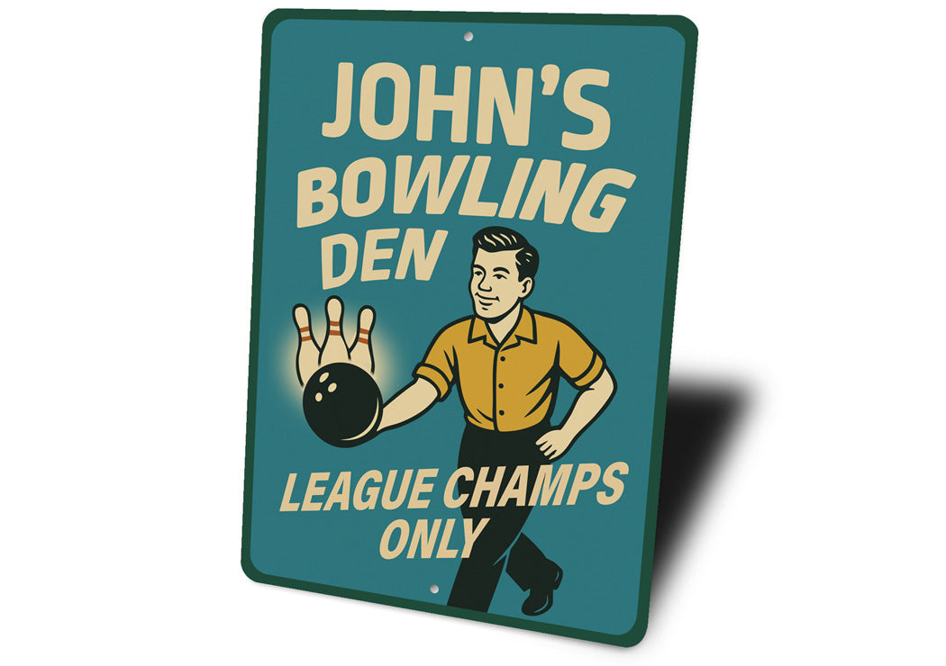 Personalized Bowling Den League Champs Bowling Sign