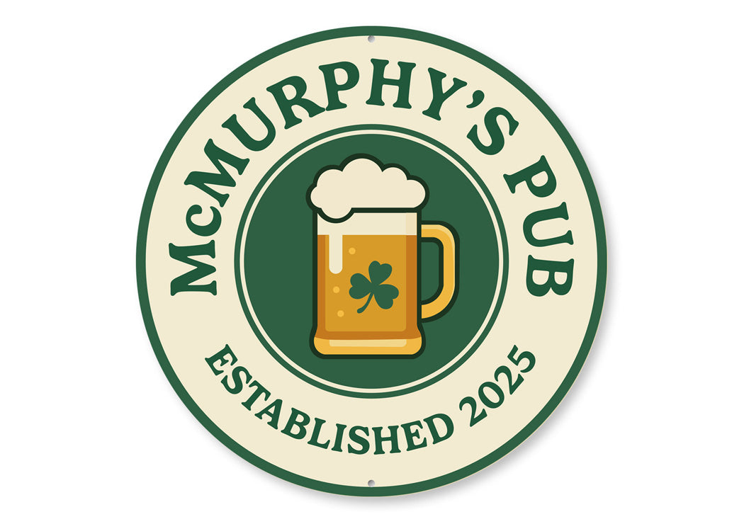 Personalized Pub Established St Patricks Day Sign