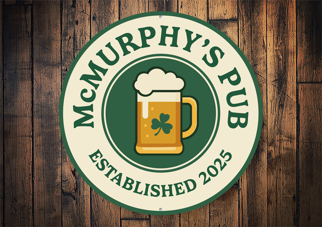Personalized Pub Established St Patricks Day Sign