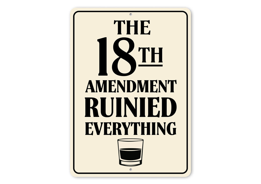 The 18th Amendment Ruined Everything Bar Sign