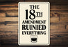 The 18th Amendment Ruined Everything Bar Sign