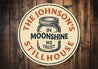 In Moonshine We Trust Round Rustic Aluminum Sign