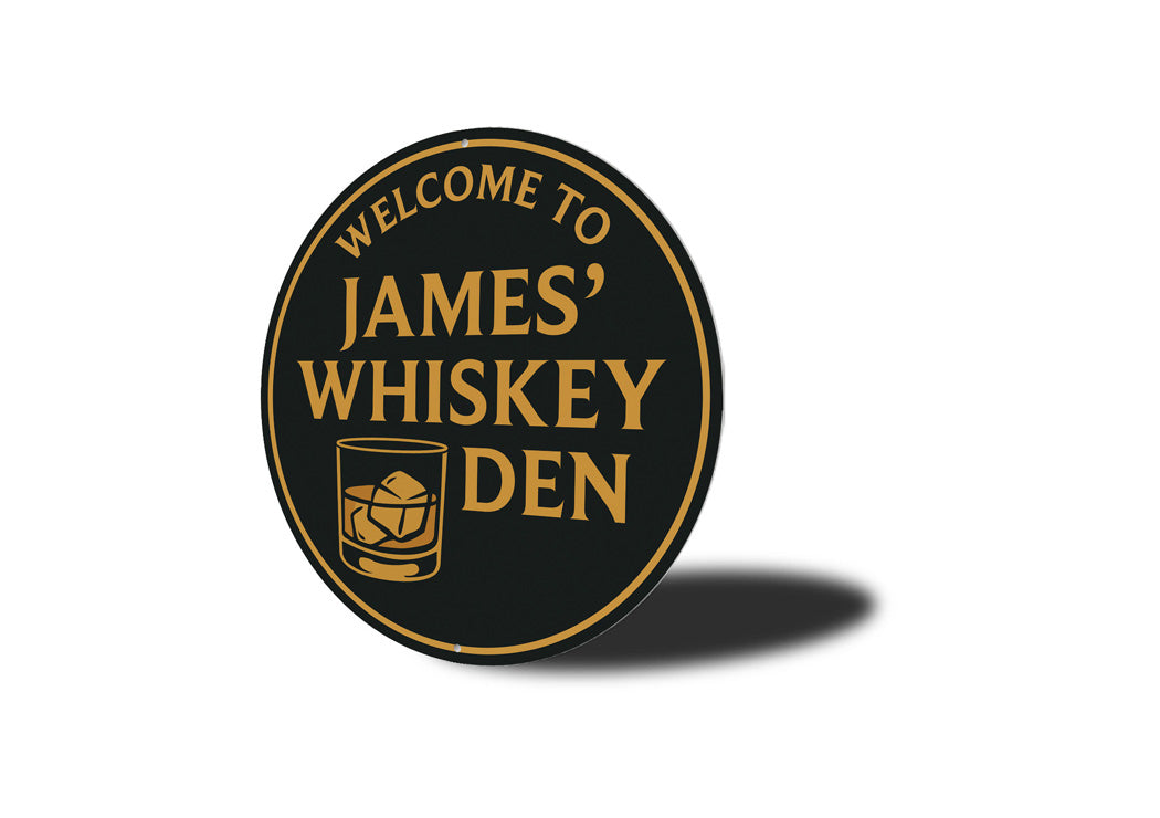 Personalized Welcome to Whiskey Den Metal Wall Sign