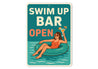 Swim-Up Bar Open Aluminum Sign Poolside Cocktail Decor