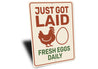 Fresh Eggs Daily Aluminum Farm Sign - Chicken Coop Decor
