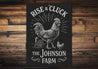 Rise & Cluck Metal Sign - Funny Chicken Farmhouse Decor