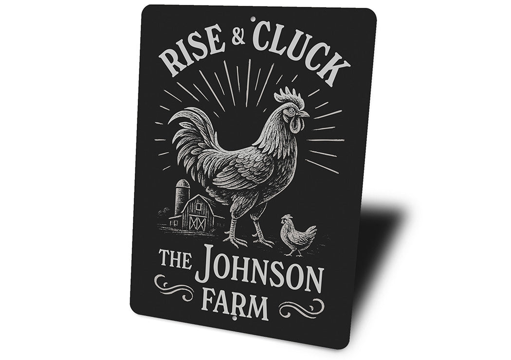 Rise & Cluck Metal Sign - Funny Chicken Farmhouse Decor
