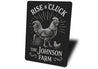 Rise & Cluck Metal Sign - Funny Chicken Farmhouse Decor