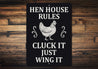 Hen House Rules Aluminum Sign - Funny Chicken Coop Decor