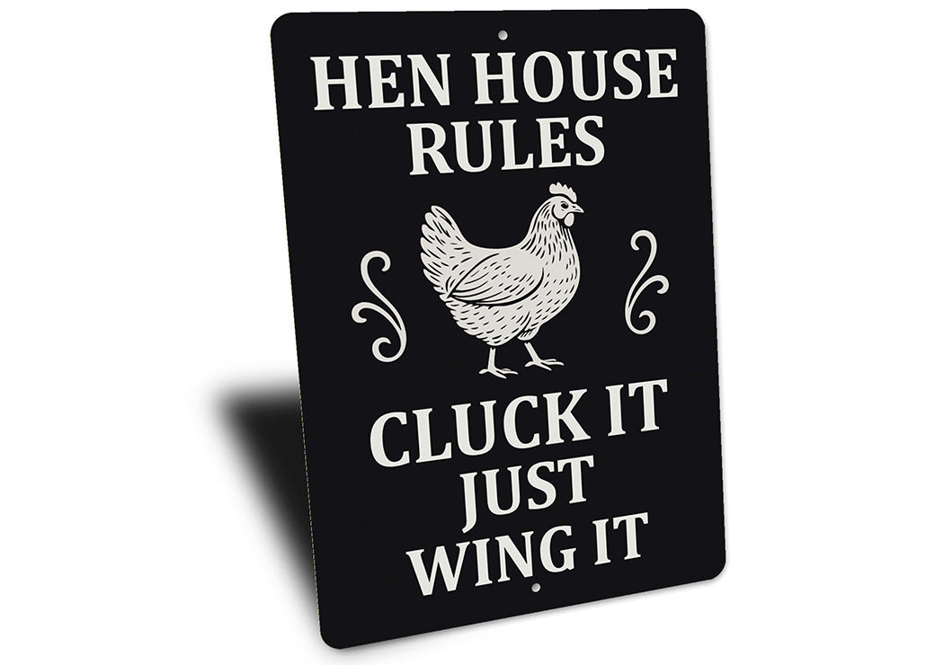 Hen House Rules Aluminum Sign - Funny Chicken Coop Decor