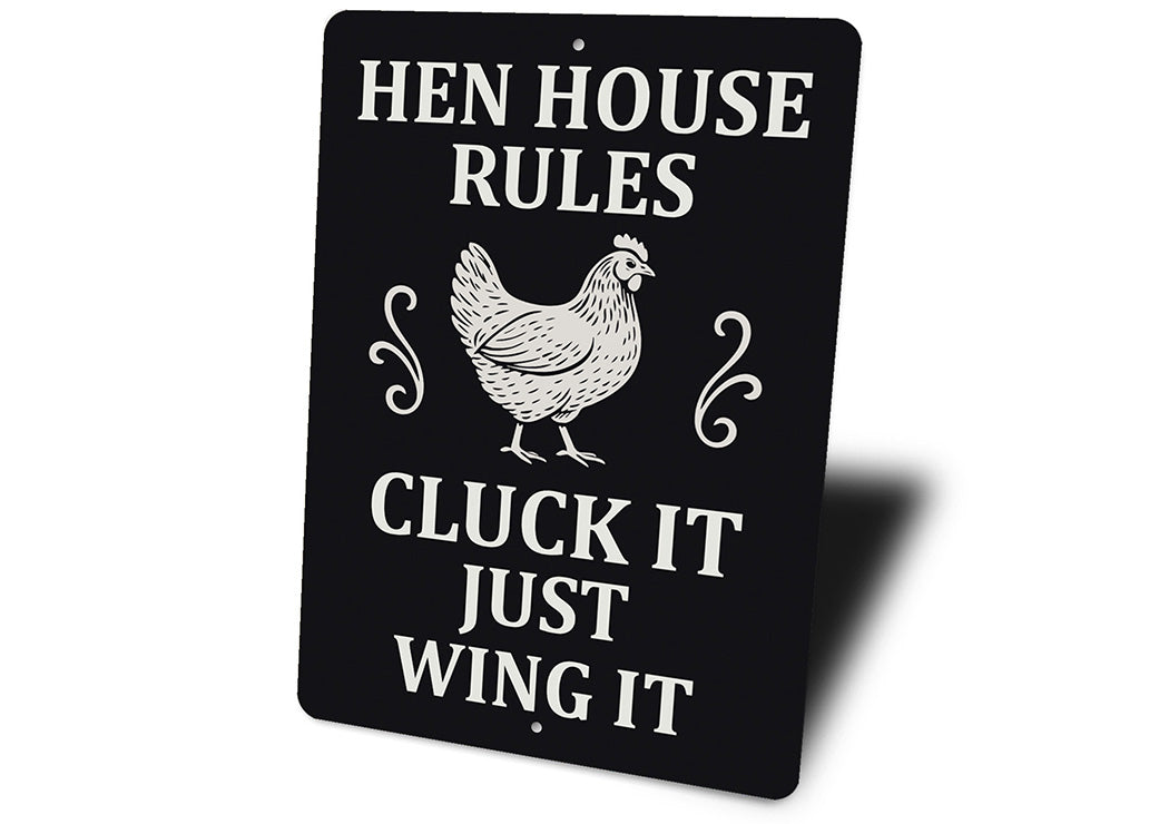 Hen House Rules Aluminum Sign - Funny Chicken Coop Decor