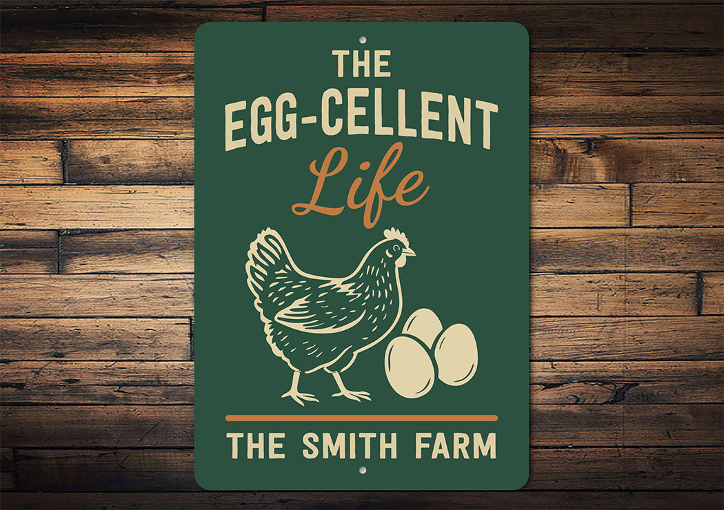 Personalized Chicken Coop Metal Sign - Egg-cellent Life