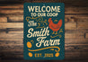 Personalized Farmhouse Coop Sign - Welcome to Our Coop